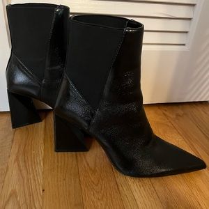 Zara heeled boots. Really cute black boots with modern fashion heel.